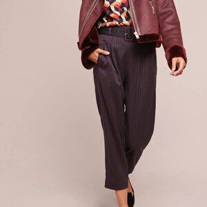 Anthropologie Black Pinstripe Cropped Trousers
